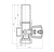 Rysunek techniczny - Zawór pralniczy przed baterią ścienną z zaworem zwrotnym 3/4"x3/4”, chrom