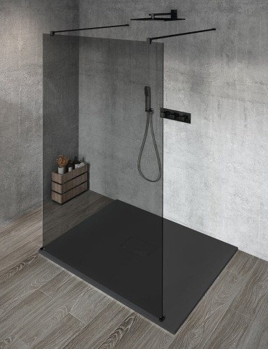 VARIO BLACK jednoczęściowa kabina przysznicowa Walk-In, szkło dymione, 1100 mm