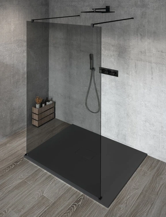 VARIO BLACK jednoczęściowa kabina przysznicowa Walk-In, szkło dymione, 1400 mm