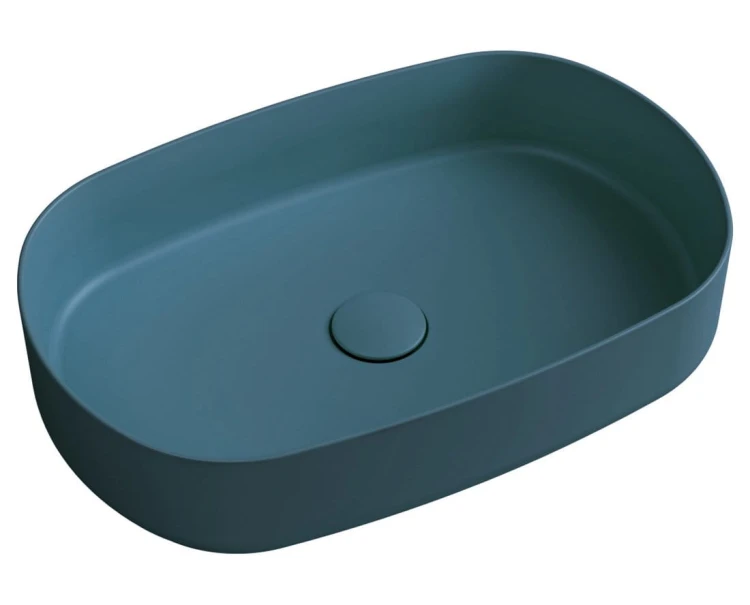 INFINITY OVAL umywalka ceramiczna nablatowa 55x36cm, petrol mat