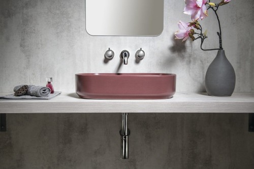 INFINITY OVAL umywalka ceramiczna nablatowa 55x36cm, maroon red mat #2