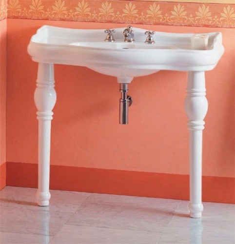 RETRO umywalka ceramiczna 100x54cm, z 3 otworami na baterię, biały #2