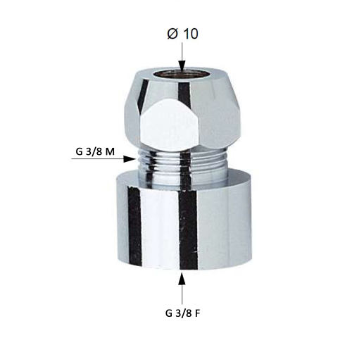 Rysunek techniczny - Redukcja F3/8x10, chrom