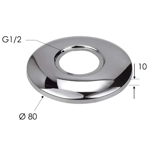 Rysunek techniczny - XL Rozeta maskująca G1/2", 80mm, chrom