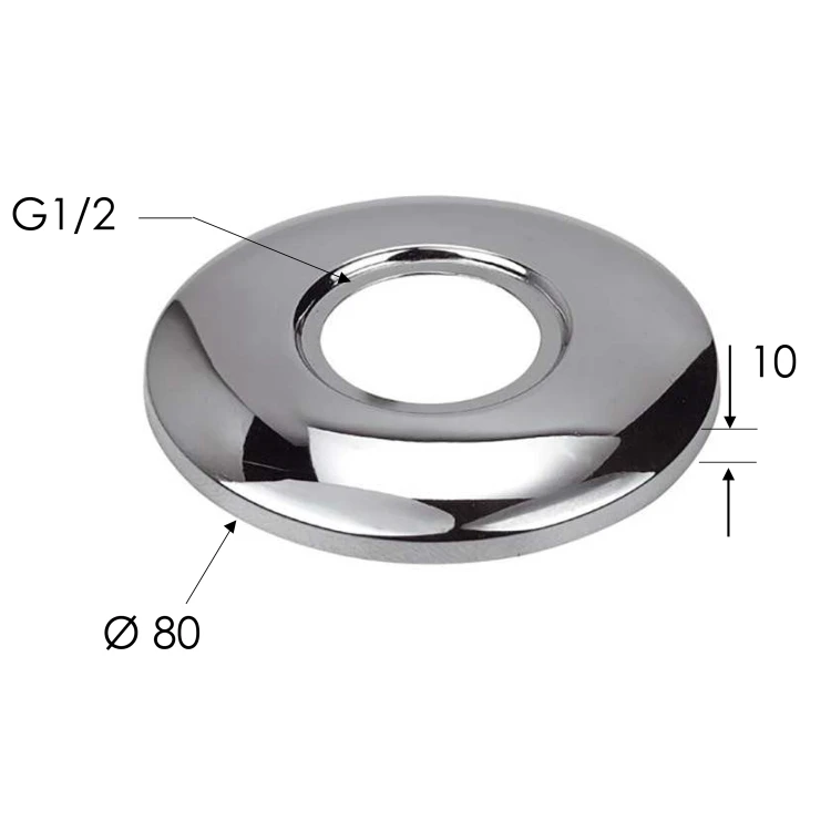 Rysunek techniczny - XL Rozeta maskująca G1/2", 80mm, chrom