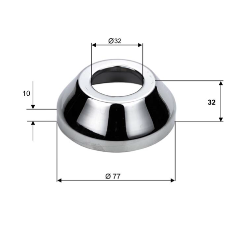 Rysunek techniczny - Rozeta maskująca 77/32mm, wysokość 32 mm, chrom