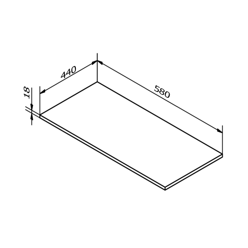 Rysunek techniczny - Blat DTDL 580x18x440mm, biały połysk