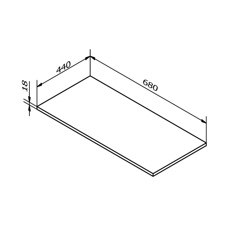 Rysunek techniczny - Blat DTDL 680x18x440mm, sosna rustykalna