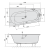 Rysunek techniczny - ASTRA WL SLIM wanna asymetryczna 165x90x48cm, biała