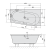 Rysunek techniczny - ASTRA WR SLIM wanna asymetryczna 165x90x48cm, biała