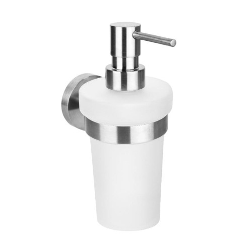 X-STEEL dozownik mydła 230ml, szklo mleczne, stal nierdzewna mat