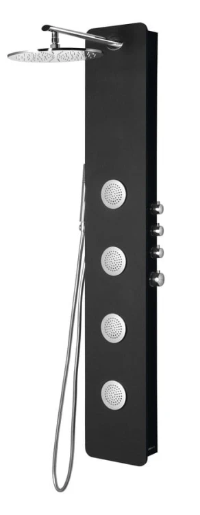 SPIRIT ROUND panel prysznicowy z baterią termostatyczną 250x1550mm, czarny