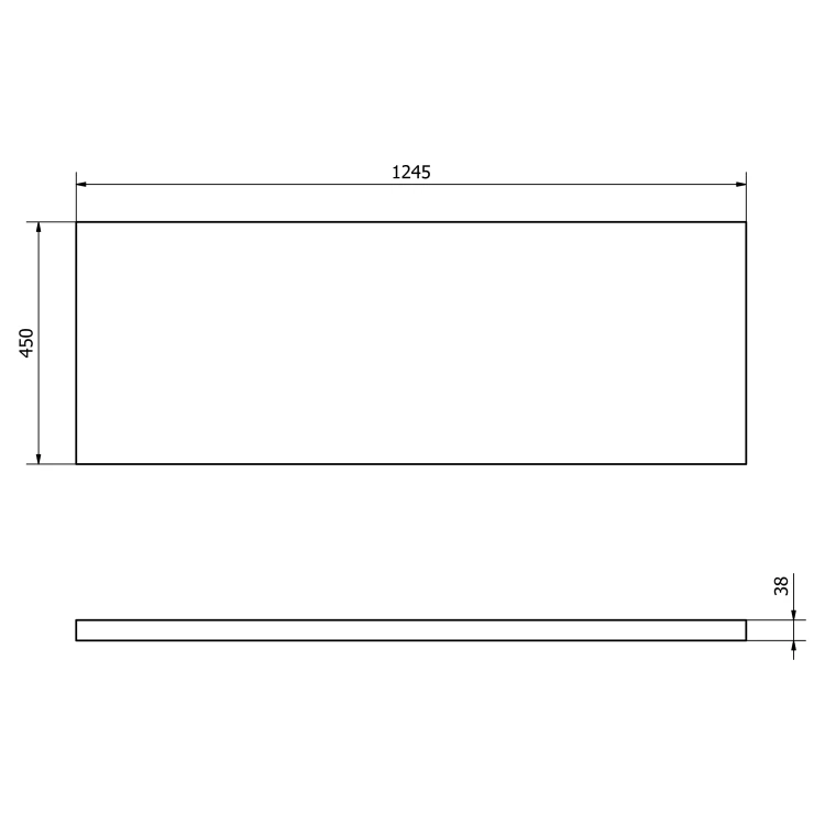 Rysunek techniczny - VEGA blat umywalkowy 125x45cm, dąb platin