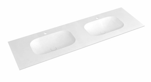 TREOS umywalka podwójna 151,6x51,3 cm (75+75), Rockstone, biały mat