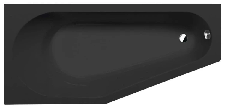 TIGRA L wanna asymetryczna 170x80x46cm, lewa, czarny mat