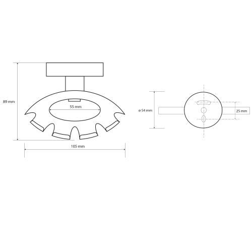 Rysunek techniczny - X-ROUND BLACK uchwyt szczotki, czarny mat