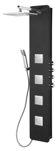 SPIRIT SQUARE panel prysznicowy z baterią termostatyczną 250x1550mm, czarny