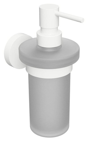 X-ROUND WHITE wiszący dozownik mydła 230ml, szkło mleczne, biały mat