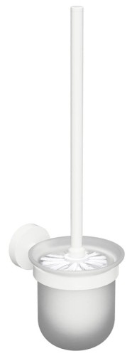 X-ROUND WHITE wisząca szczotka do WC, szkło mleczne, biały mat