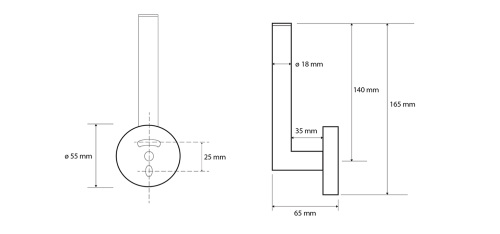 Rysunek techniczny - X-ROUND WHITE rezerwowy wieszak na papier toaletowy, biały mat