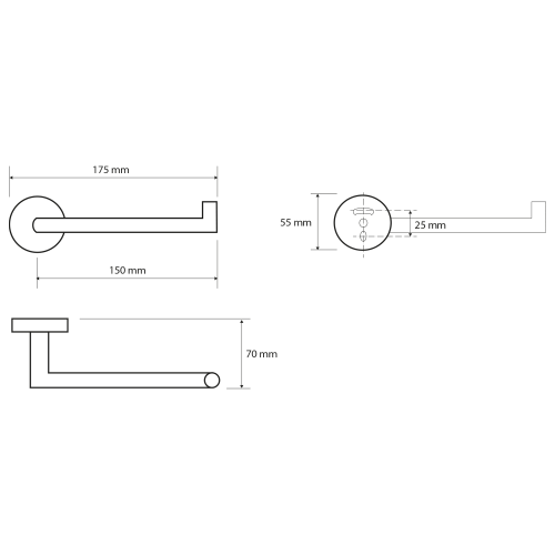 Rysunek techniczny - X-ROUND WHITE wieszak na papier toaletowy, biały mat