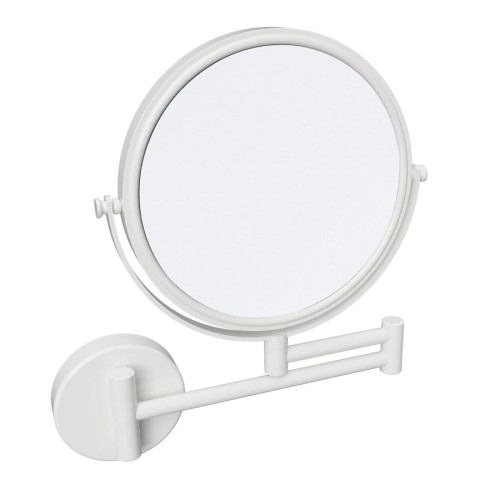 X-ROUND WHITE wiszące lusterko kosmetyczne, średnica 200mm, dwustronne, biały mat