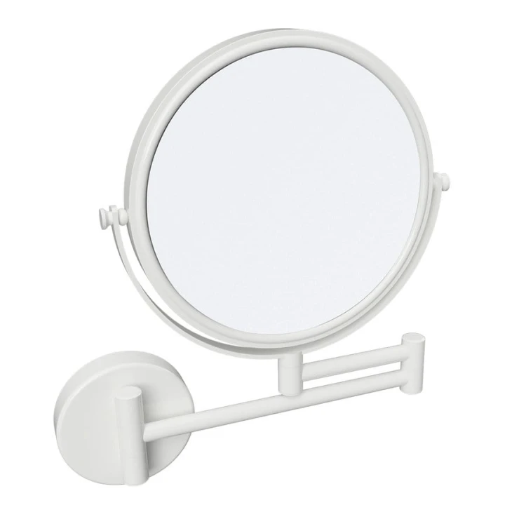 X-ROUND WHITE wiszące lusterko kosmetyczne, średnica 200mm, dwustronne, biały mat