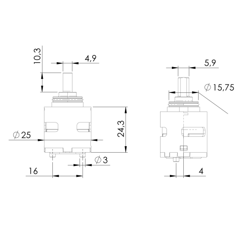 Rysunek techniczny - Głowica kierunkowa (DB700, DB714, DB715 a DB716)
