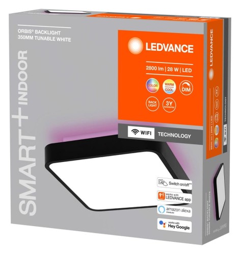 ORBIS BACKLIGHT lampa sufitowa, 350x350mm, WIFI RGB + ściemnianie, 2800lm, 28W, IP20, czarna #2