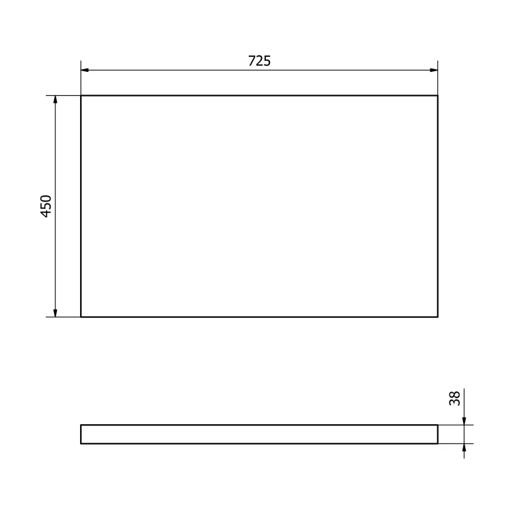 Rysunek techniczny - VEGA blat umywalkowy 72,5x45cm, dąb platin