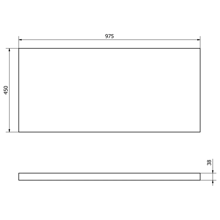 Rysunek techniczny - VEGA blat umywalkowy 97,5x45cm, dąb platin