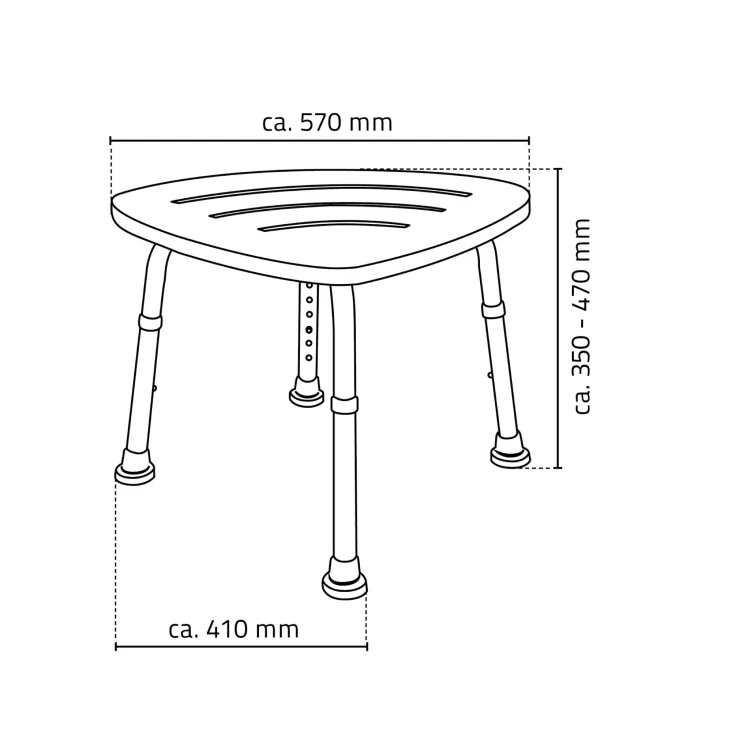 Rysunek techniczny - Taboret łazienkowy, bambus