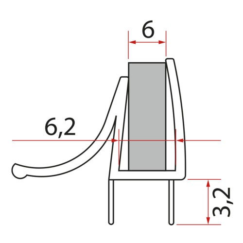 Uszczelka dolna do  drzwi prysznicowych, szkło 6mm, 1000 mm