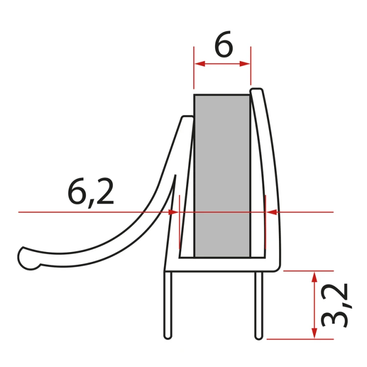 Uszczelka dolna do  drzwi prysznicowych, szkło 6mm, 1000 mm