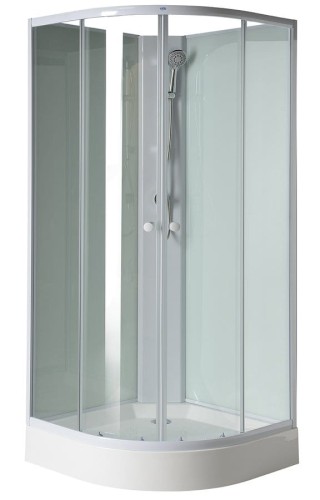 AIGO Boks prysznicowy półokrągły 900x900x2040 mm, biały profil, szkło czyste