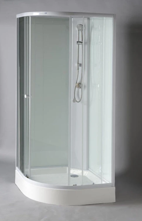 AIGO Boks prysznicowy półokrągły 900x900x2040 mm, biały profil, szkło czyste #10