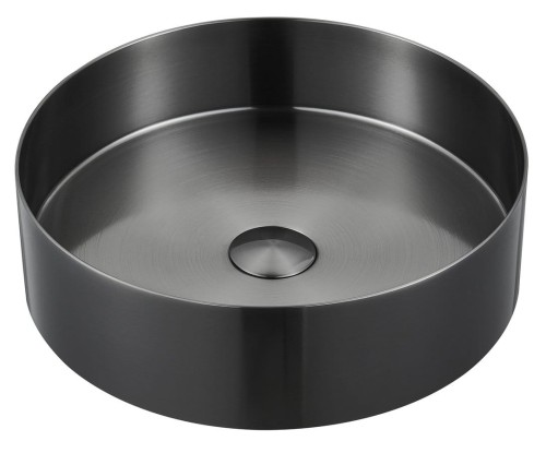 AURUM umywalka ze stali nierdzewnej, średnica 38cm, z korkiem, gun metal