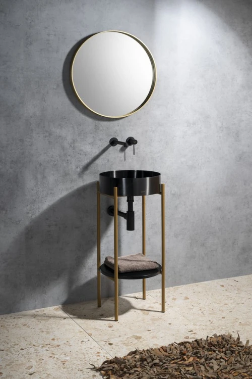 AURUM umywalka ze stali nierdzewnej, średnica 38cm, z korkiem, gun metal #3