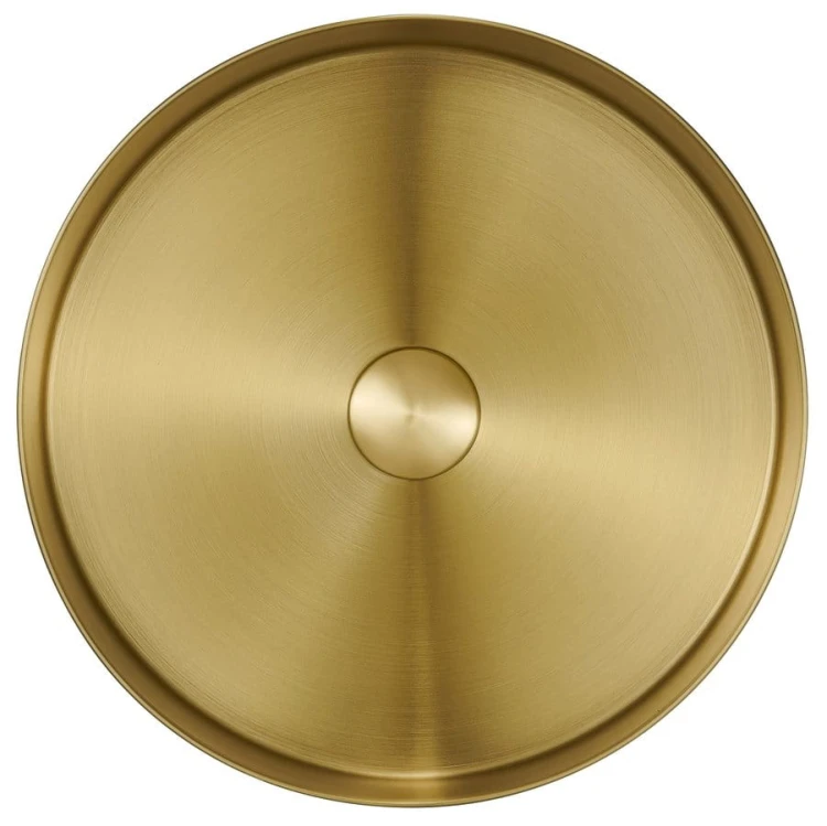 AURUM umywalka ze stali nierdzewnej, średnica 38cm, z korkiem, złoto mat #7