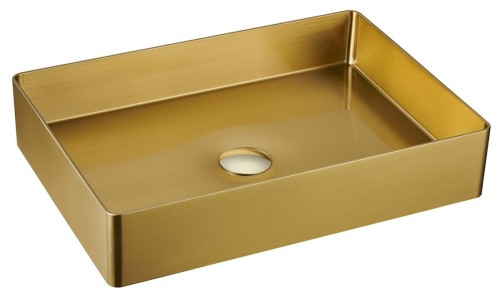 AURUM umywalka ze stali nierdzewnej 50x35,2cm, z korkiem, złoto mat