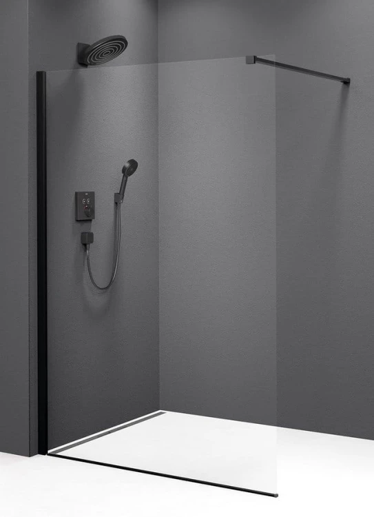 MODULAR SHOWER BLACK ścianka walk-in, montaż przy ścianie, 800 mm