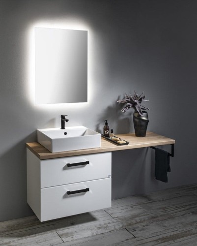 VEGA zestaw łazienkowy, szerokość 145 cm, biały/dąb platin #2