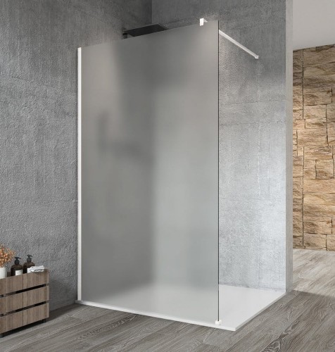 VARIO WHITE jednoczęściowa kabina przysznicowa Walk-In, montaż przy ścianie, szkło matowe, 800 mm