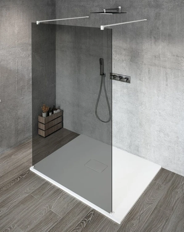 VARIO WHITE jednoczęściowa kabina przysznicowa Walk-In, szkło dymione, 1400 mm