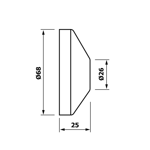 Rysunek techniczny - Rozeta G3/4", 68x25mm, para, czarny mat