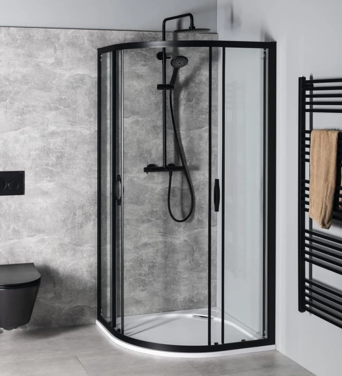 SIGMA SIMPLY BLACK kabina prysznicowa półokrągła 900x900mm, R550, szkło czyste #8