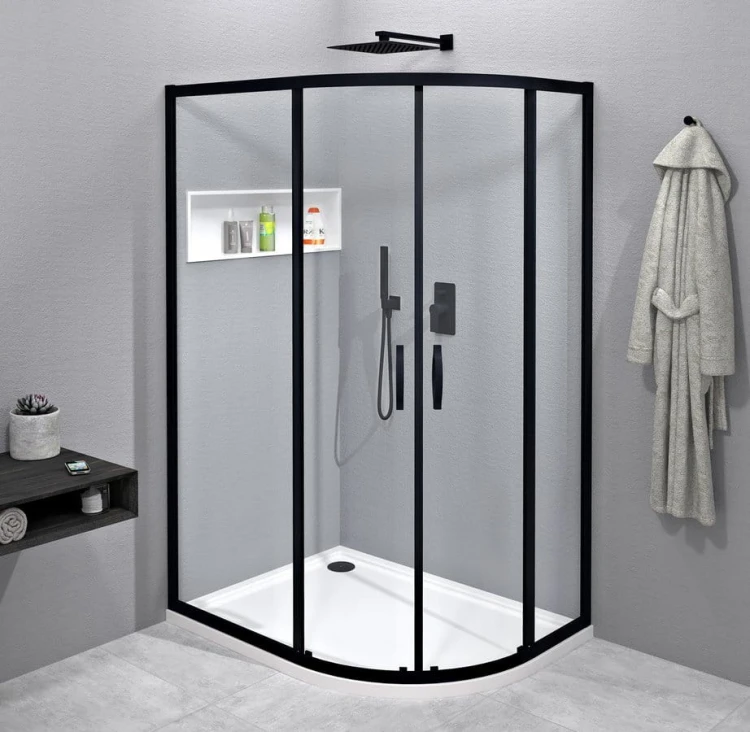 SIGMA SIMPLY BLACK kabina prysznicowa półokrągła 1200x900mm, R550, L/R, szkło czyste