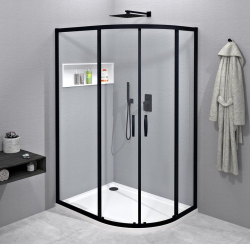 SIGMA SIMPLY BLACK kabina prysznicowa półokrągła 1000x800mm, R550, L/R, szkło czyste