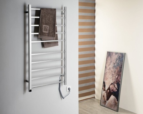 ESKINADO elektryczna suszarka na ręczniki, kwadratova, 620x1160 mm, 120 W, stal nierdzewna polerowana #2