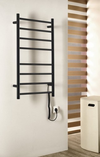 REDONDO elektryczna suszarka na ręczniki, okrągła, 500x900 mm, 75 W, czarny mat #2